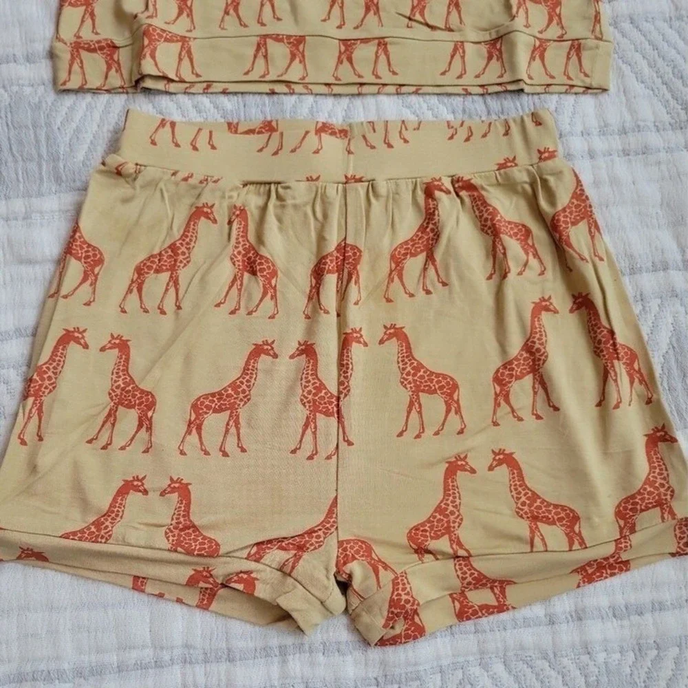 Kate Quinn‎ Spice Giraffe Retro Shortie Set Bamboo Kids 8Y NWT